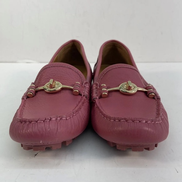 Coach Arlene Pebbled Pink Leather Slip On Moccasin Horsebit Loafers - Picture 2 of 10